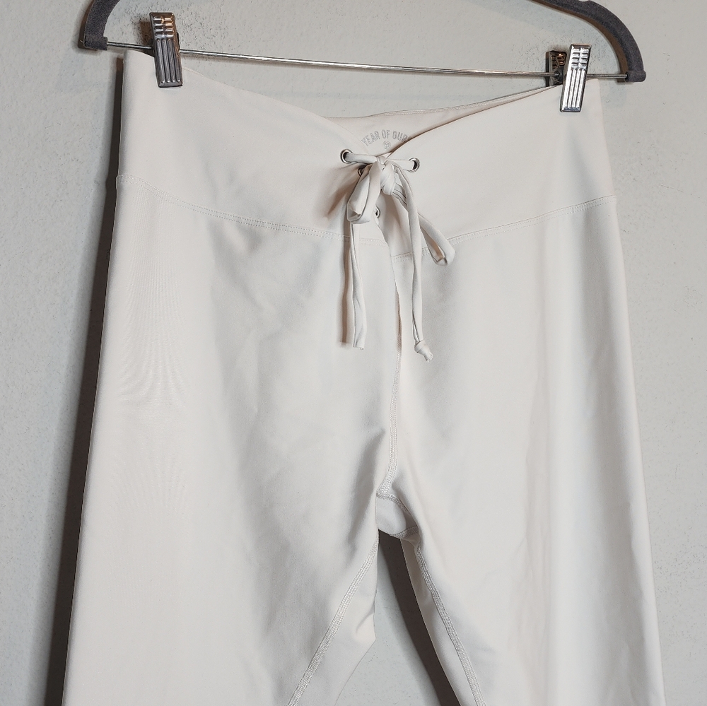 Year Of Ours Bone White Leggings Lace Up Front Ties Size XL Off White Revolve - Picture 8 of 15
